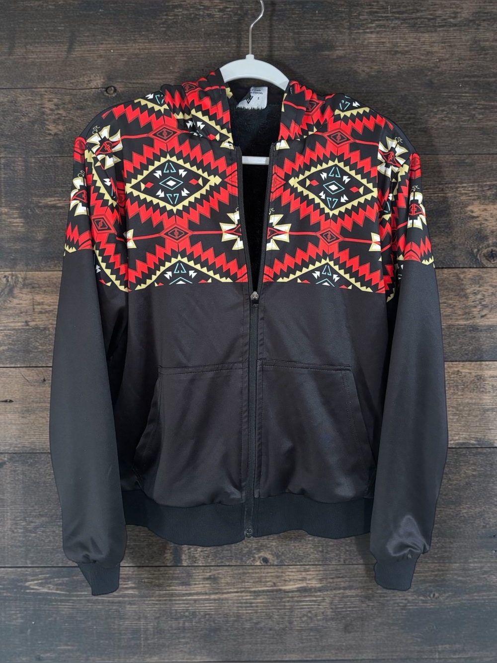 Women's Black jacket with Red Aztec Print